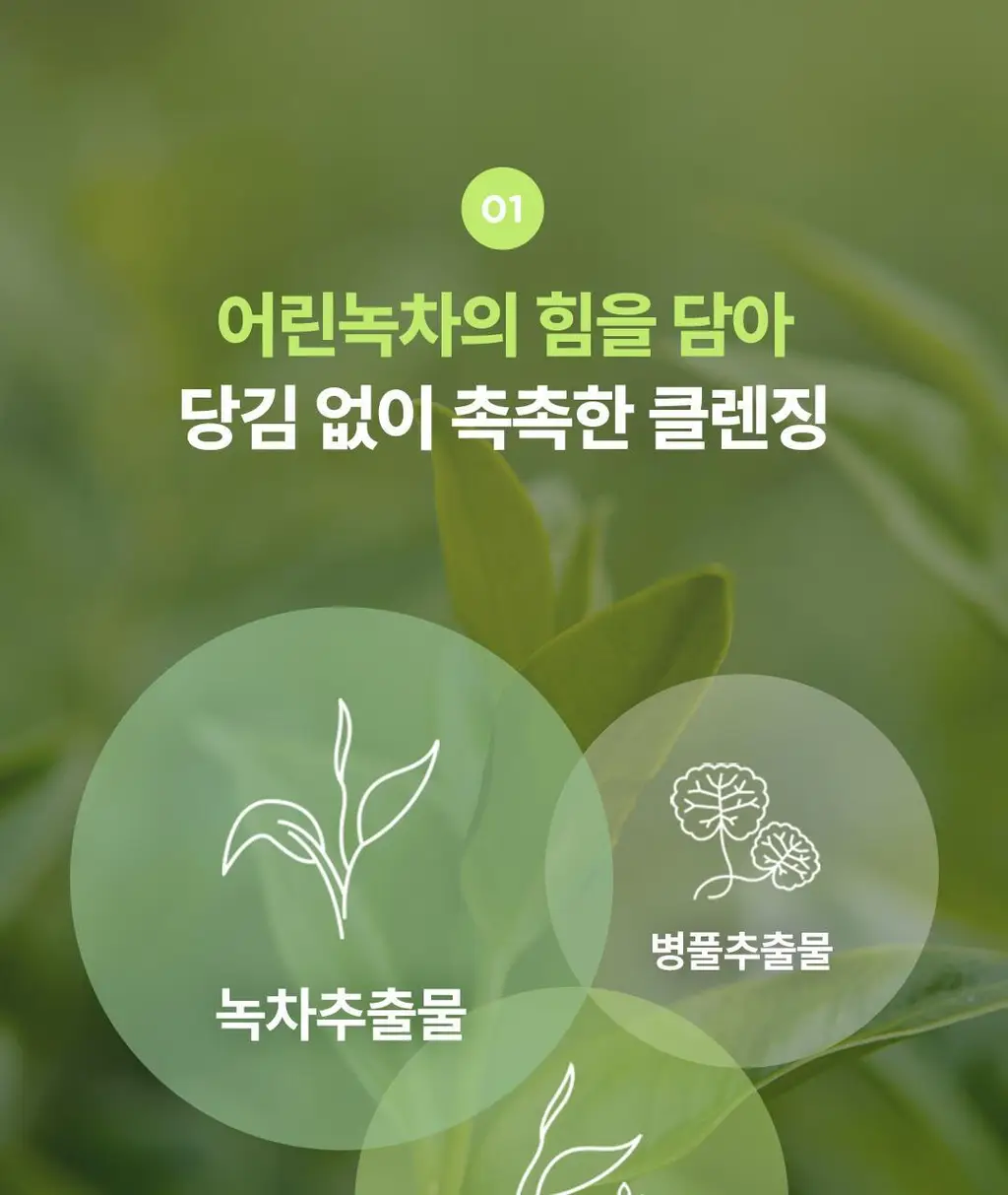[촉촉 약산성폼] 식물나라 어린녹차 산뜻 클렌징 폼 120ml 단품/1+1기획 상세페이지 16